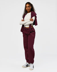 Woman wearing Go-To Oversized Track Pant - Cherry Lacquer | Model:Jordan | Size:S | Thumbnail Index: 3