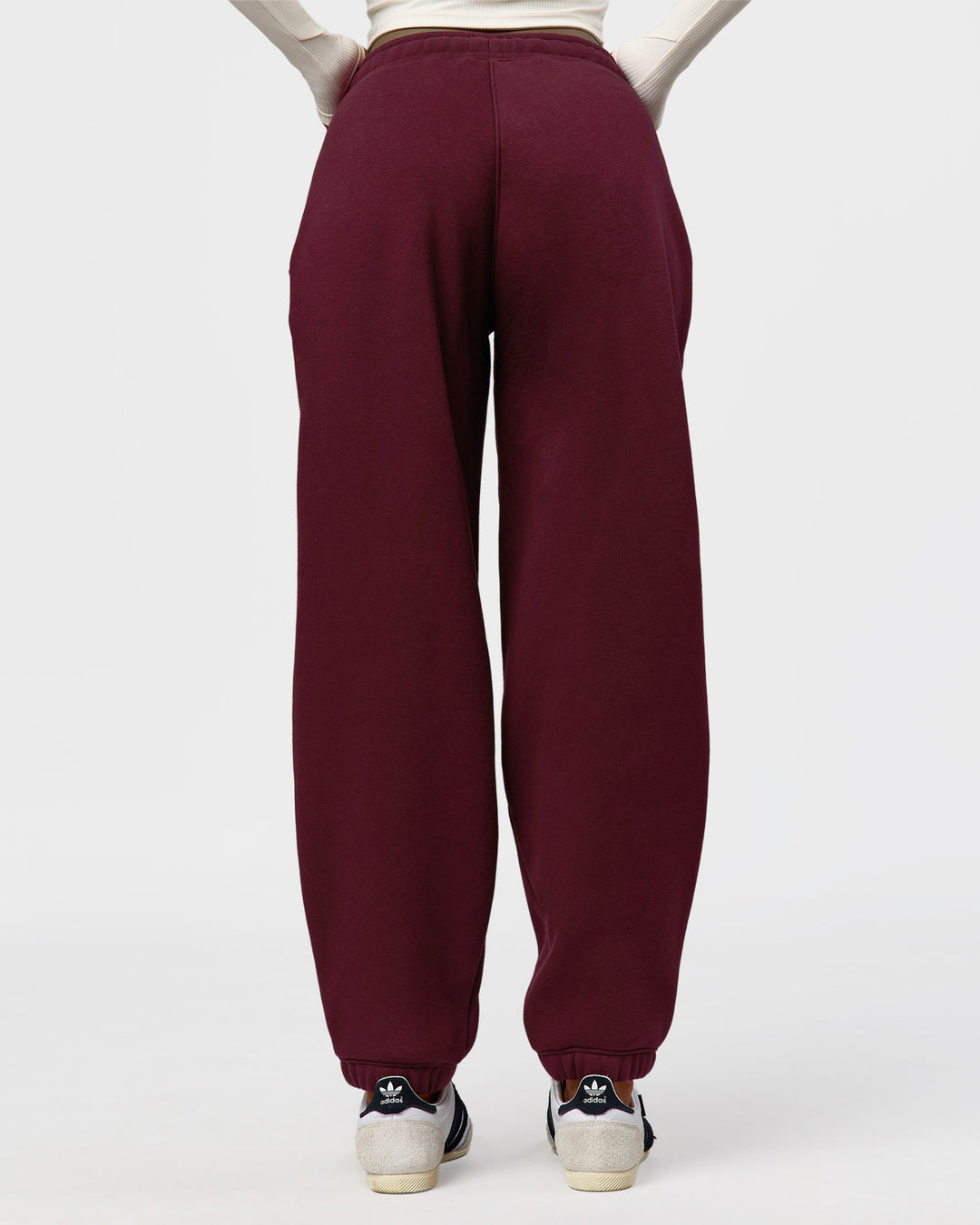 Woman wearing Go-To Oversized Track Pant - Cherry Lacquer | Model:Jordan | Size:S - view 6