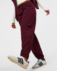 Woman wearing Go-To Oversized Track Pant - Cherry Lacquer | Model:Jordan | Size:S | Thumbnail Index: 7