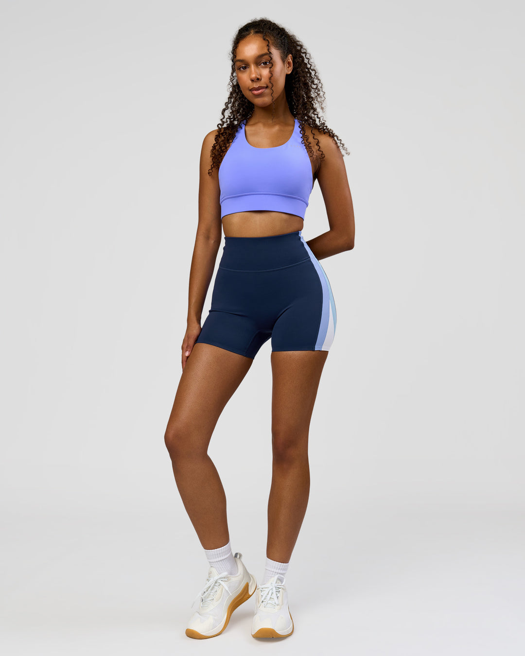 Woman wearing Revitalise Ultra High-Rise 4" Short - Future Navy - Bluebell | Model:Jordan | Size:S - view 8