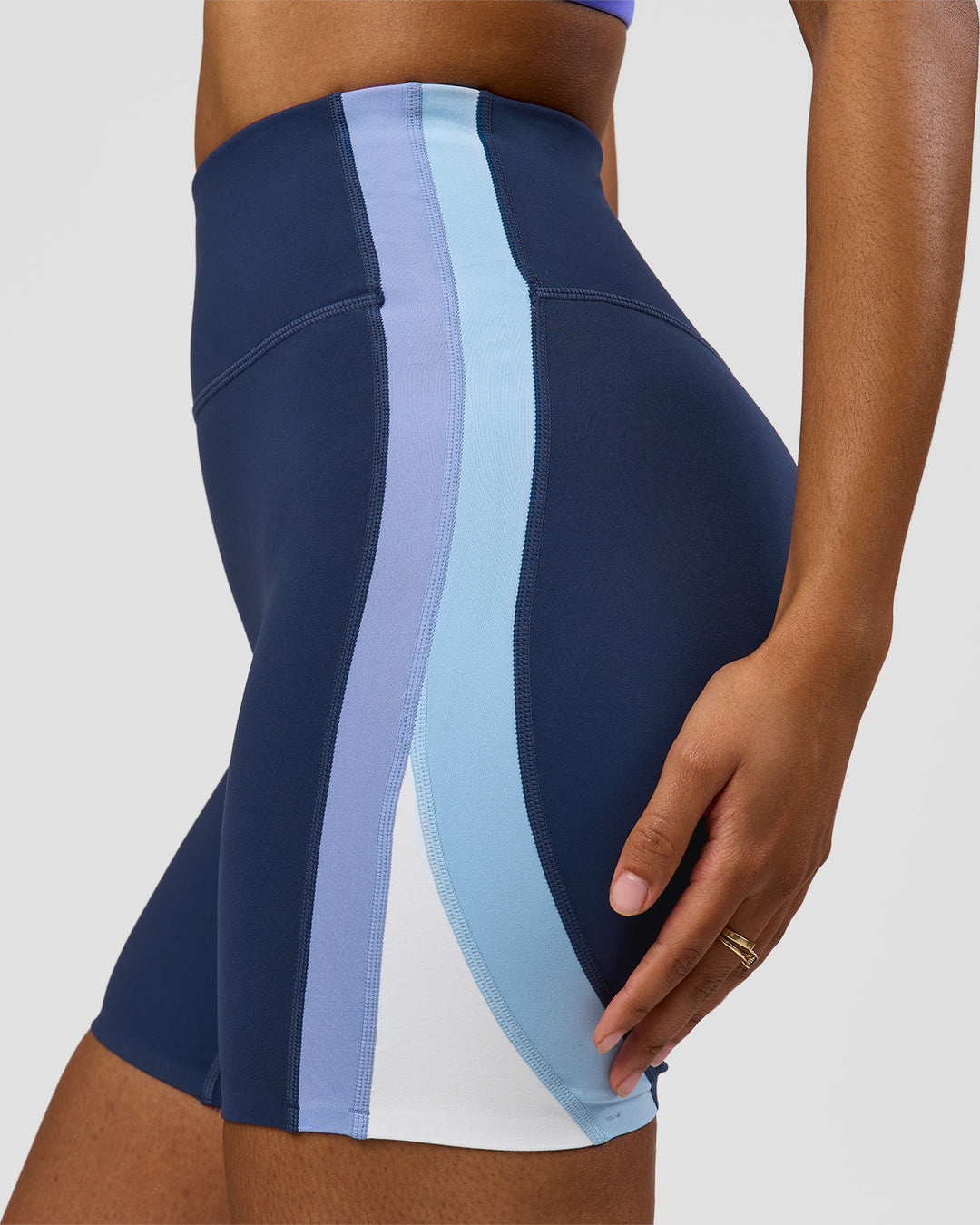 Woman wearing Revitalise Ultra High-Rise 6" Short - Future Navy-Bluebell | Model:Jordan | Size:S - view 2