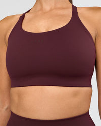 Woman wearing Twist Sports Bra D/DD/E - Cherry Lacquer | Model:Rhiley | Size:S | Thumbnail Index: 3