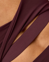 Woman wearing Twist Sports Bra D/DD/E - Cherry Lacquer | Model:Rhiley | Size:S | Thumbnail Index: 5