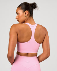Woman wearing Flow Long Line Sports Bra - Pink Rose | Model:Rosie | Size:S | Thumbnail Index: 2