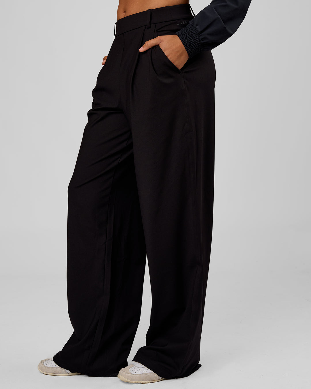 Woman wearing StretchShift Wide Leg Pant Tall - Black | Model:Rosie | Size:S - view 1