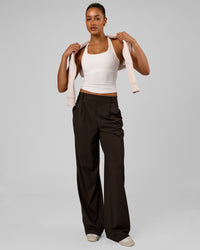 Woman wearing StretchShift Wide Leg Pant Tall - Ground Coffee | Model:Rosie | Size:S | Thumbnail Index: 0