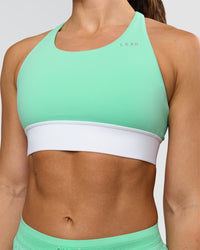 Woman wearing Accelerate Sports Bra - Jelly Mint-White | Model:Summer | Size:S | Thumbnail Index: 2