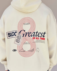 Woman wearing Greatest of All Time Heavyweight Oversized Hoodie - Off White | Model:Tia | Size:S | Thumbnail Index: 16