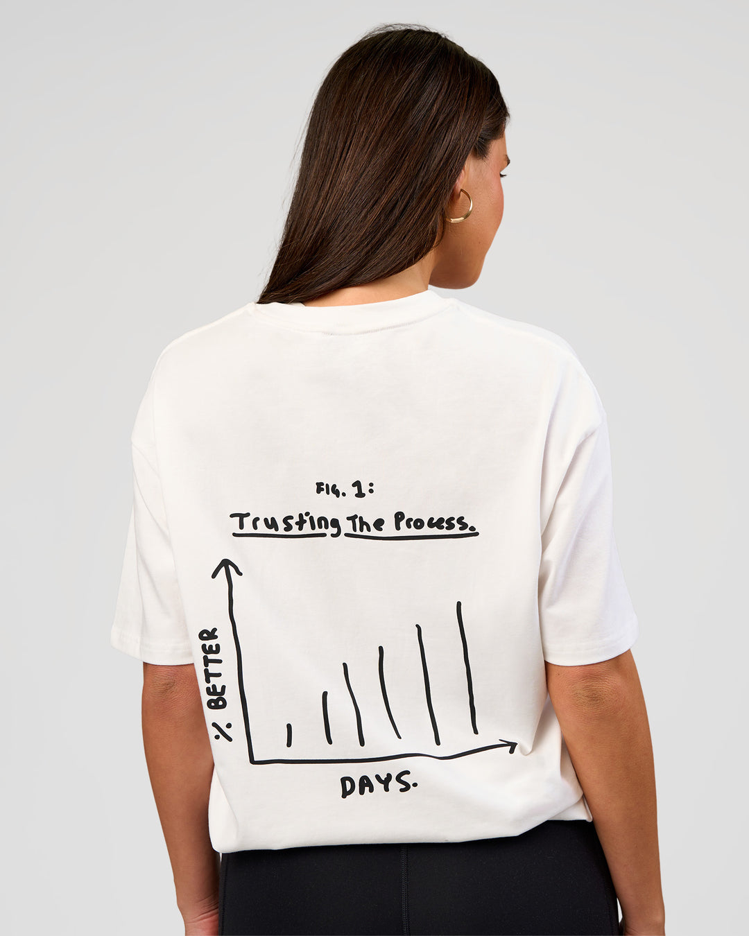 Woman wearing Andrew J. Steel x LSKD Heavyweight FLXCotton Oversized Tee - White | Model:Bianca | Size:XS - view 4