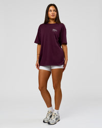 Woman wearing Coffee Run FLXCotton Oversized Tee - Cherry Lacquer-Black | Model:Bianca | Size:XS | Thumbnail Index: 2