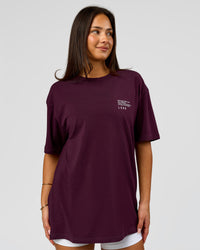 Woman wearing Coffee Run FLXCotton Oversized Tee - Cherry Lacquer-Black | Model:Bianca | Size:XS | Thumbnail Index: 5