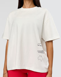Woman wearing Greatest of All Time Heavyweight FLXCotton Boxed Tee - Off White Washed | Model:Rhiley| Size:XS | Thumbnail Index: 13