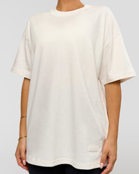 Woman wearing Tonal Legacy Heavyweight Oversized Tee - Off White-Off White | Model:Bianca | Size:XS | Thumbnail Index: 10