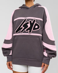 Woman wearing Vibe Oversized Hoodie - Duskstone-Marshmallow | Model:Bianca | Size:XS | Thumbnail Index: 10