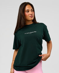 Woman wearing VS6 1% Better FLXCotton Oversize Tee - Midnight Green | Model:Bianca | Size:XS | Thumbnail Index: 2
