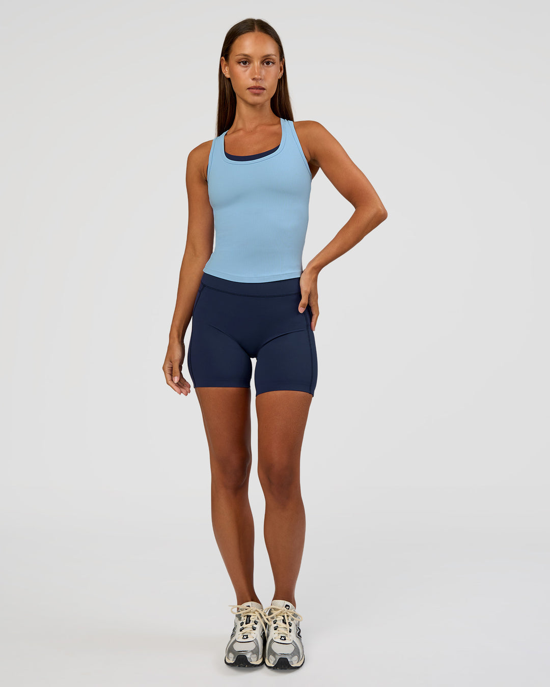 Woman wearing Flow Rib Scoop Neck Tank - Open Air | Model:Brylee | Size:XS - view 5