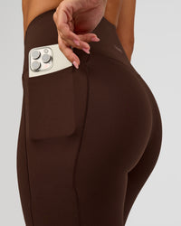 Woman wearing Fusion Bonded High-Rise Full Length Legging Pockets - Hot Chocolate | Model:Brylee | Size:XS | Thumbnail Index: 4