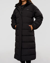Woman wearing Go-To Puffer Long Jacket - Black | Model:Brylee | Size:XS | Thumbnail Index: 8