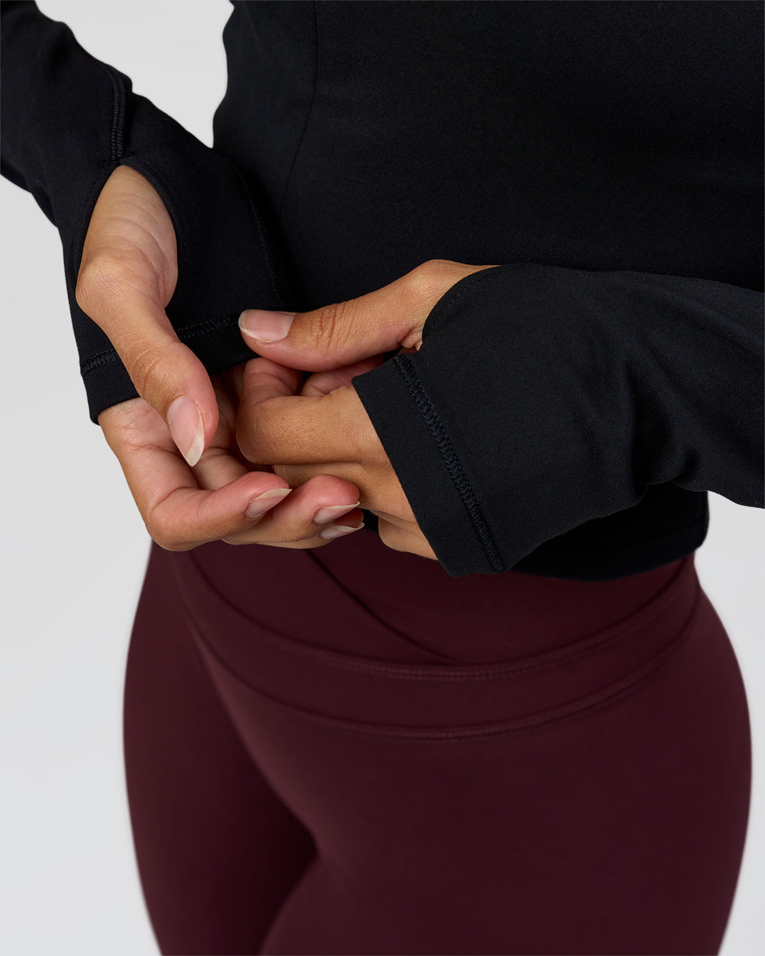 Woman wearing Sculpt Full Zip Long Sleeve Top - Black | Model:Brylee | Size:XS - view 13