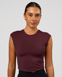 Woman wearing All Day Cropped Sleeve Top - Cherry Lacquer | Model:Charli | Size:XS | Thumbnail Index: 2