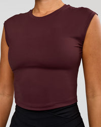 Woman wearing All Day Cropped Sleeve Top - Cherry Lacquer | Model:Charli | Size:XS | Thumbnail Index: 0
