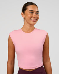 Woman wearing All Day Cropped Sleeve Top - Pink Rose | Model:Charli | Size:XS | Thumbnail Index: 4