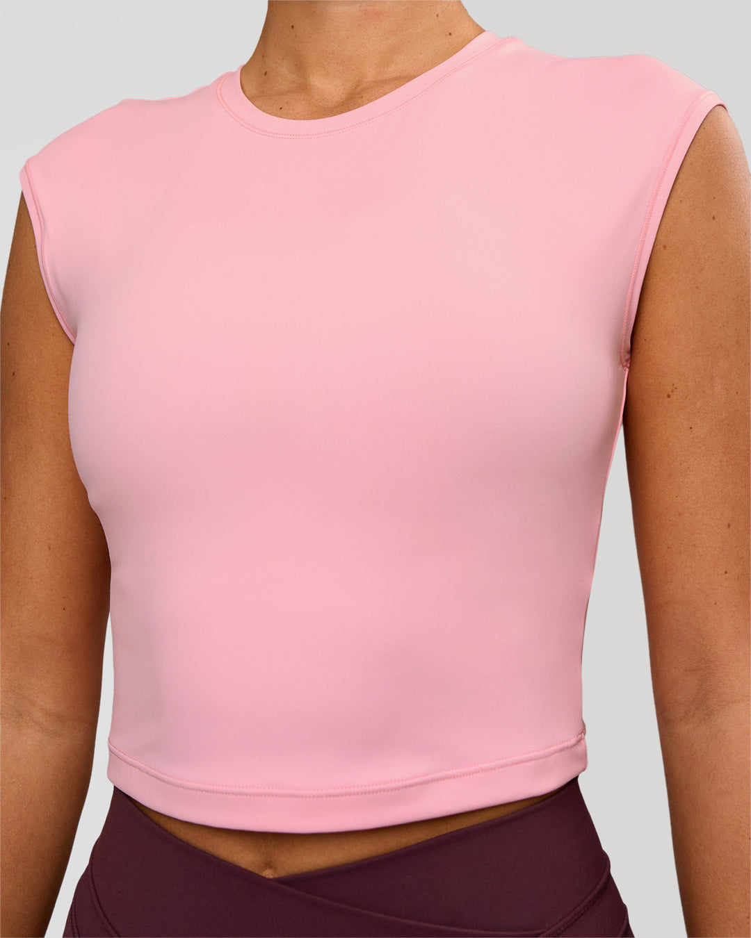 Woman wearing All Day Cropped Sleeve Top - Pink Rose | Model:Charli | Size:XS - view 7