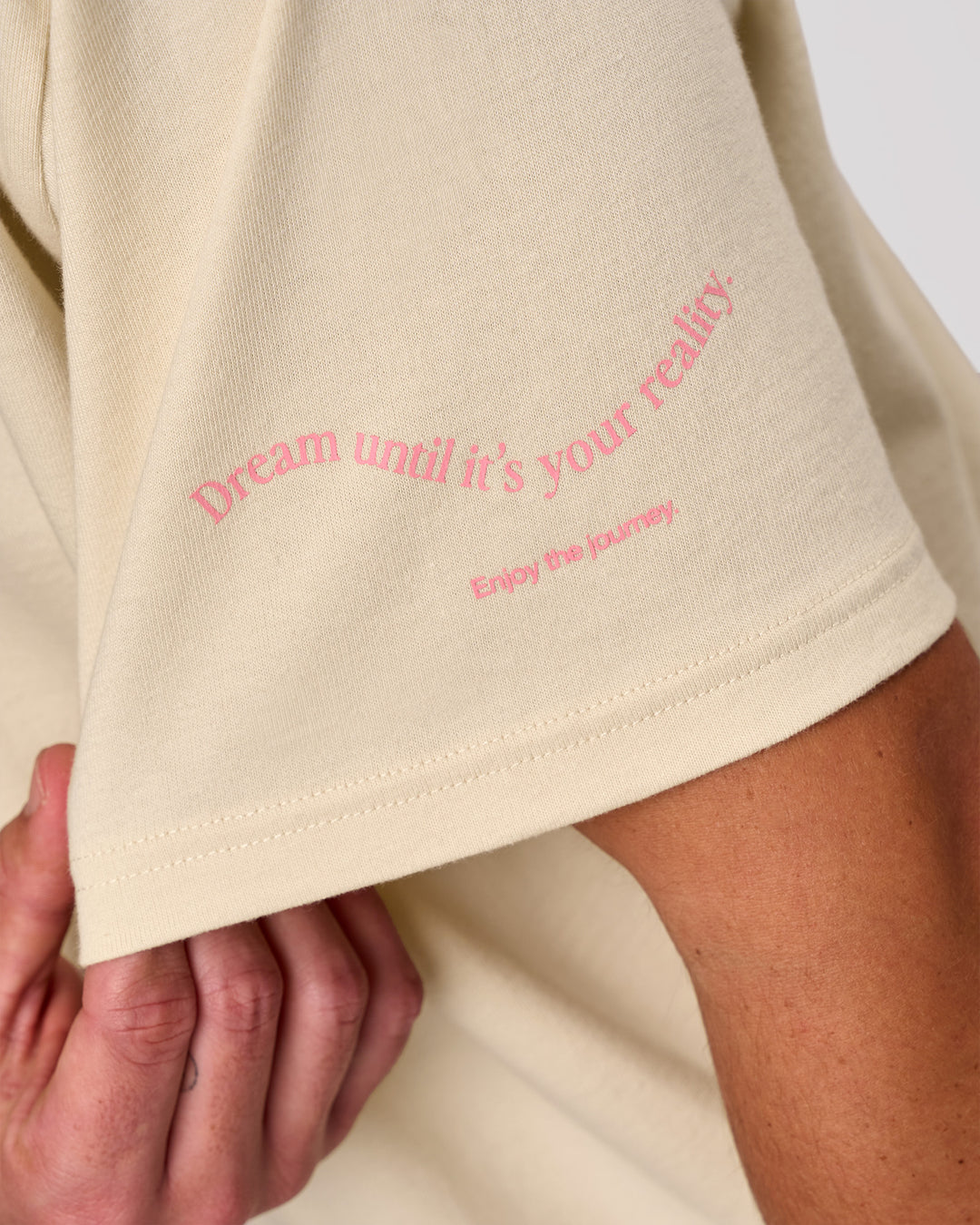 Woman wearing Bree Heavyweight Oversized Tee - Vanilla Bean | Model:Charli | Size:XS - view 20