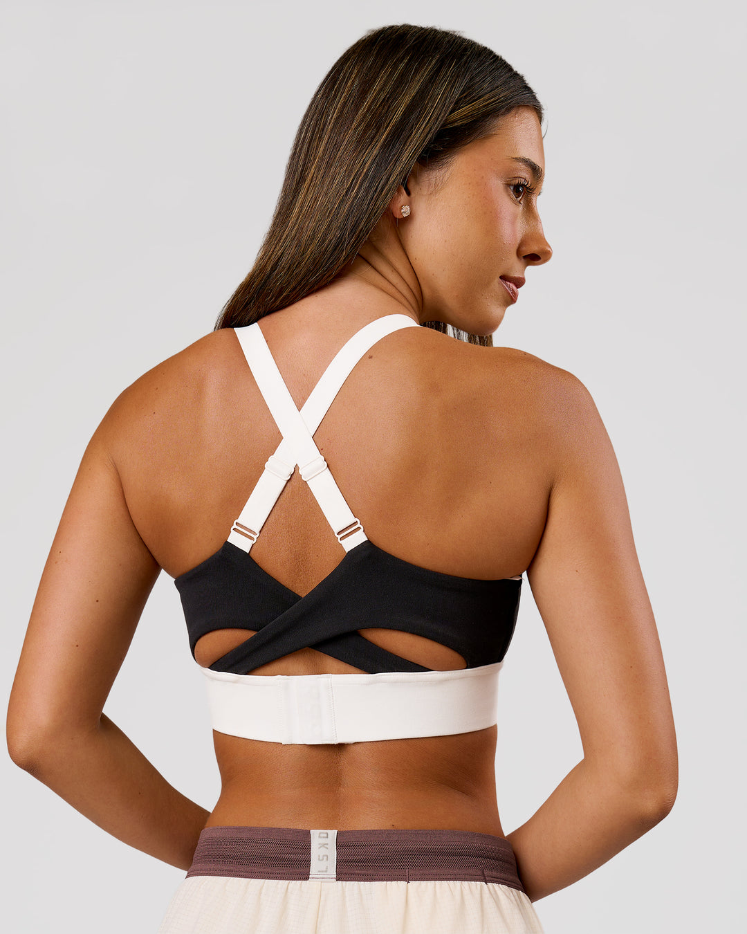 Woman wearing Elevated Accelerate Sports Bra - Black-Multi | Model:Charli | Size:XS - view 7