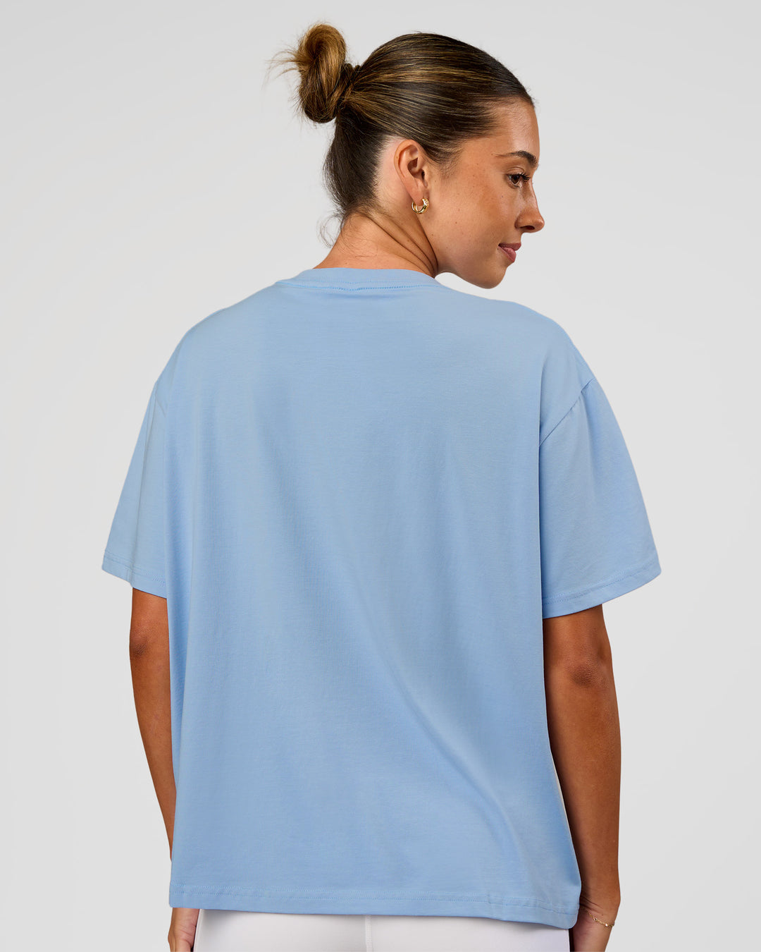 Woman wearing Go-To Script FLXCotton Oversized Tee - Open Air | Model:Charli | Size:XS - view 5
