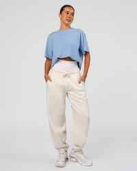 Woman wearing Go-To Script FLXCotton Oversized Tee - Open Air | Model:Charli | Size:XS | Thumbnail Index: 5