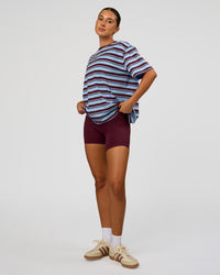 Woman wearing Go-To Shadow Stripe FLXCotton Oversized Tee - Open Air-Cherry Lacquer | Model:Charli | Size:XS | Thumbnail Index: 3