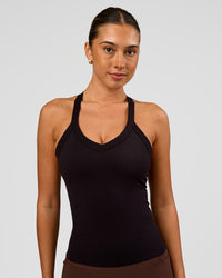 Woman wearing Luxe Comfort Shelf Bra Tank  - Black | Model:Charli | Size:XS | Thumbnail Index: 0