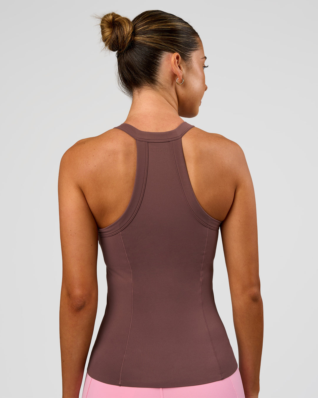 Woman wearing Luxe Comfort Shelf Bra Tank  - Cocoa Powder | Model:Charli | Size:XS - view 3