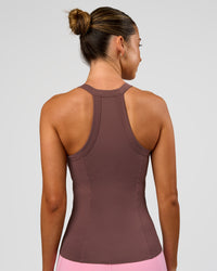 Woman wearing Luxe Comfort Shelf Bra Tank  - Cocoa Powder | Model:Charli | Size:XS | Thumbnail Index: 2
