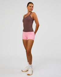 Woman wearing Luxe Comfort Shelf Bra Tank  - Cocoa Powder | Model:Charli | Size:XS | Thumbnail Index: 4
