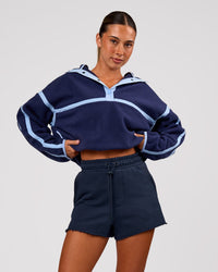 Woman wearing MVP Elite Terry Short - Future Navy | Model:Charli | Size:XS | Thumbnail Index: 0