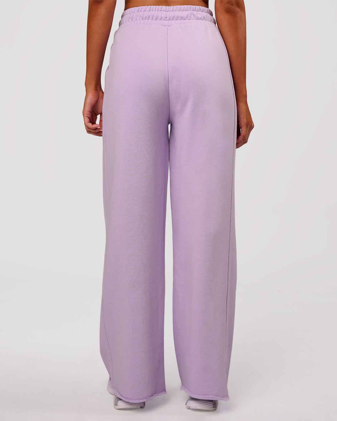 Woman wearing MVP Elite Terry Wide Leg Pant - Pale Lilac | Model:Charli | Size:XS - view 7