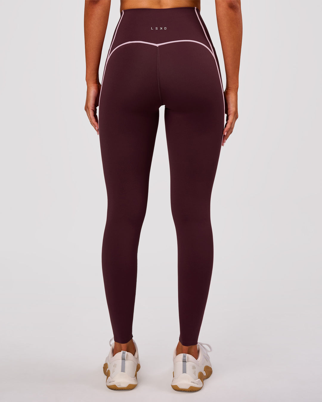 Woman wearing Power Ultra High-Rise Full Length Legging Pockets - Cherry Lacquer-Pink Rose | Model:Charli | Size:XS - view 3