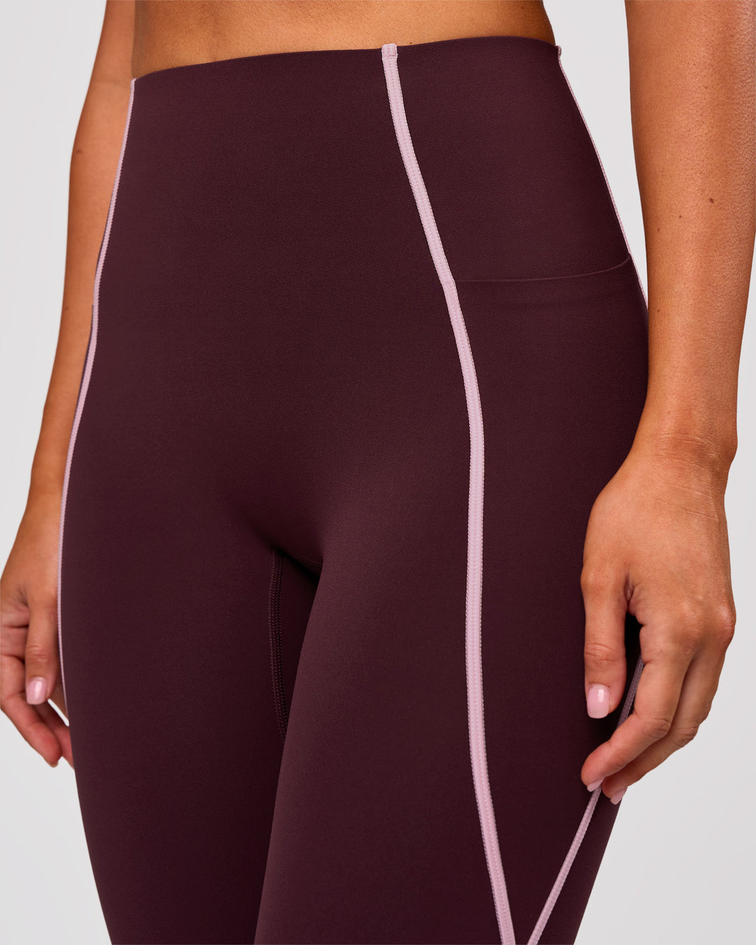 Woman wearing Power Ultra High-Rise Full Length Legging Pockets - Cherry Lacquer-Pink Rose | Model:Charli | Size:XS - view 5