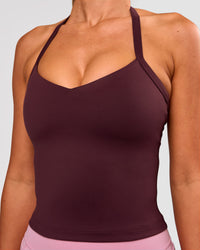 Woman wearing Unleash Shelf Bra Tank - Cherry Lacquer | Model:Charli | Size:XS | Thumbnail Index: 6