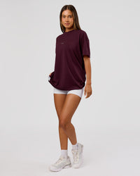 Woman wearing VS26 1% Better FLXCotton Oversize Tee - Cherry Lacquer-Off White | Model:Charli | Size:XS | Thumbnail Index: 12