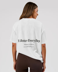 Woman wearing VS26 1% Better FLXCotton Oversize Tee - White-Black | Model:Charli | Size:XS | Thumbnail Index: 2