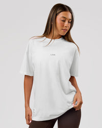 Woman wearing VS26 1% Better FLXCotton Oversize Tee - White-Black | Model:Charli | Size:XS | Thumbnail Index: 16