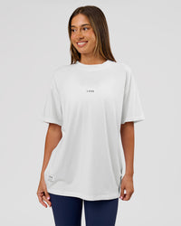Woman wearing VS26 Journey FLXCotton Oversize Tee - White-Black | Model:Charli | Size:XS | Thumbnail Index: 5