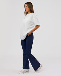 Woman wearing VS26 Journey FLXCotton Oversize Tee - White-Black | Model:Charli | Size:XS | Thumbnail Index: 11