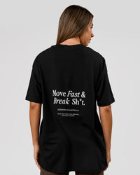 Woman wearing VS26 MFBS FLXCotton Oversize Tee - Black-White | Model:Charli | Size:XS | Thumbnail Index: 2