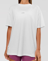 Woman wearing VS26 MFBS FLXCotton Oversize Tee - White-Black | Model:Charli | Size:XS | Thumbnail Index: 16