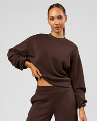 Woman wearing Elevate SoftTouch Draped Sleeve Sweater - Hot Chocolate | Model:Claire | Size:XS | Thumbnail Index: 0