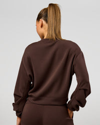 Woman wearing Elevate SoftTouch Draped Sleeve Sweater - Hot Chocolate | Model:Claire | Size:XS | Thumbnail Index: 1